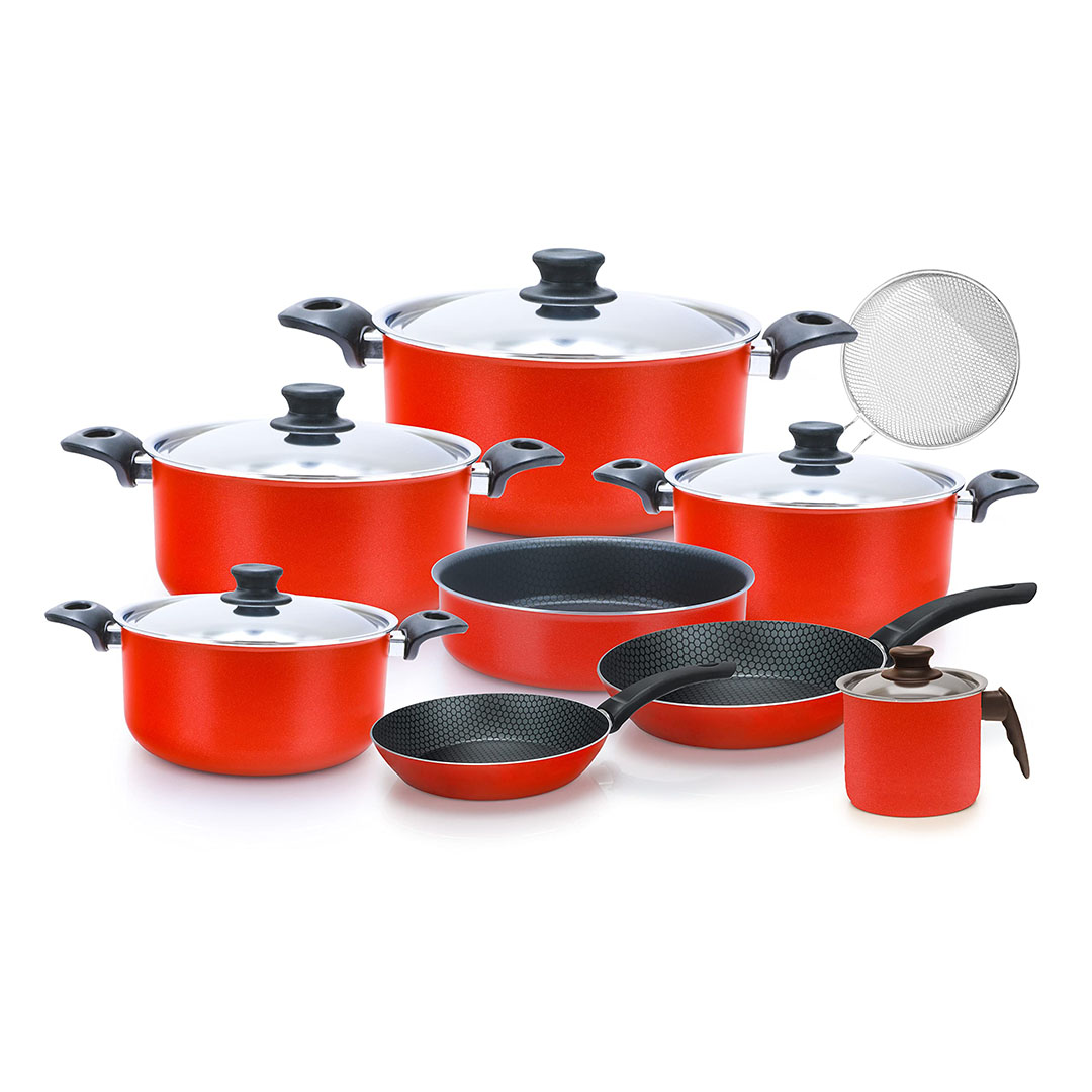 طقم حلل تروفال - 14 قطعة - أحمر