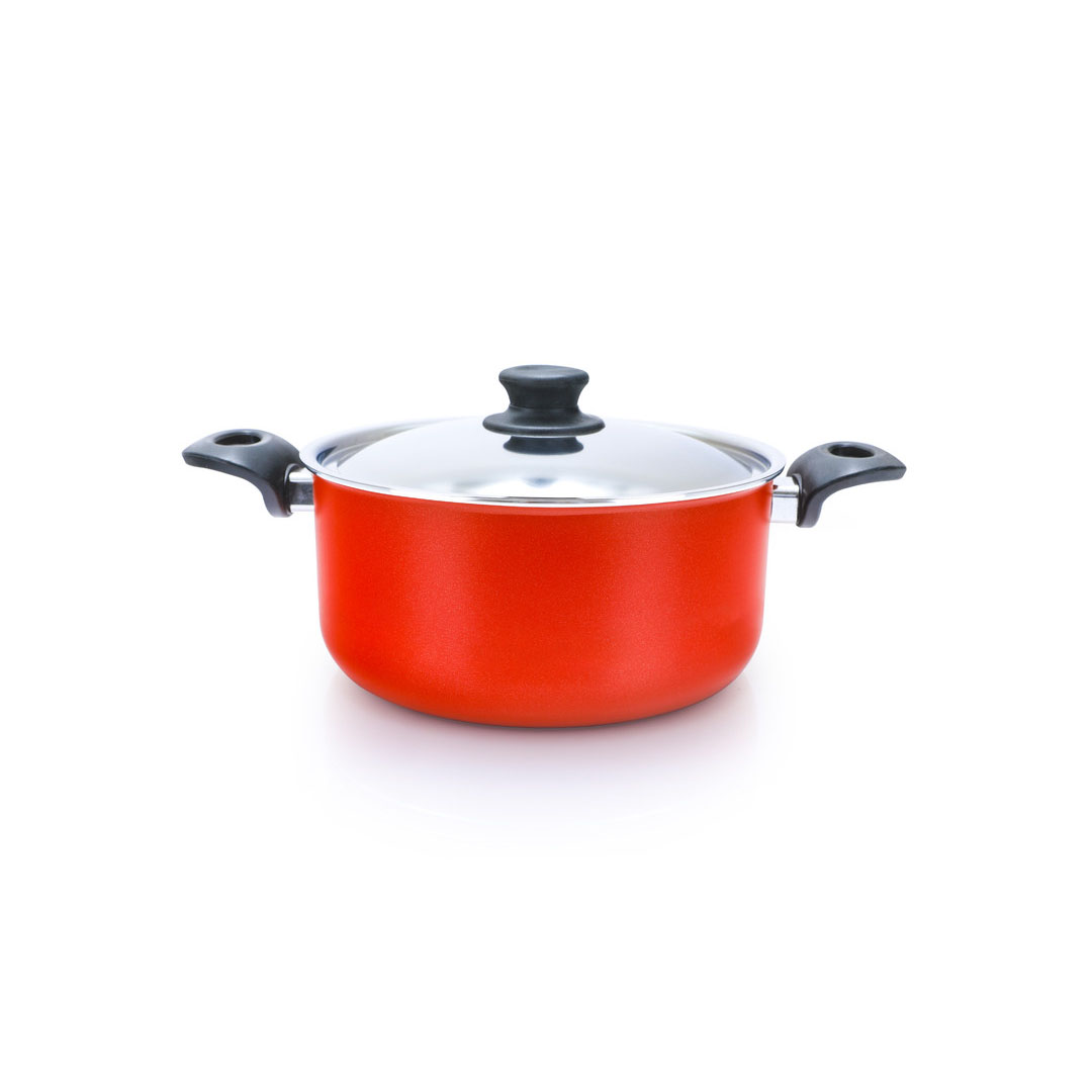 حلة تروفال غطاء المونيوم - مقاس 30 - أحمر