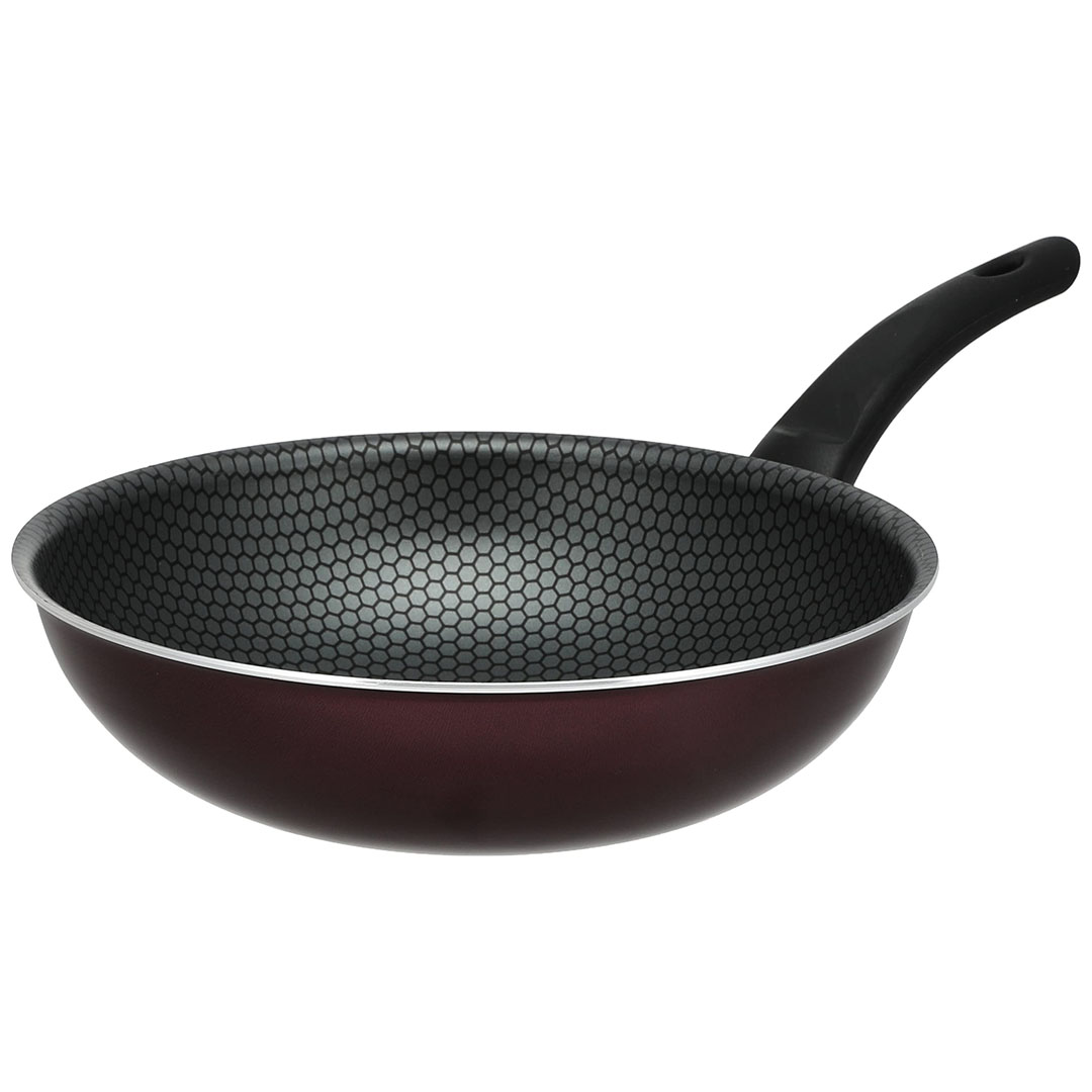 طاسة قلي عميقة من التفلون - 28 سم - أحمر غامق