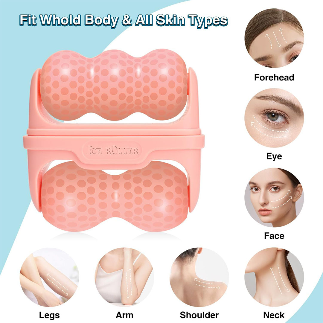 بكرة ثلج للوجه مزدوجة الاطراف - بينك