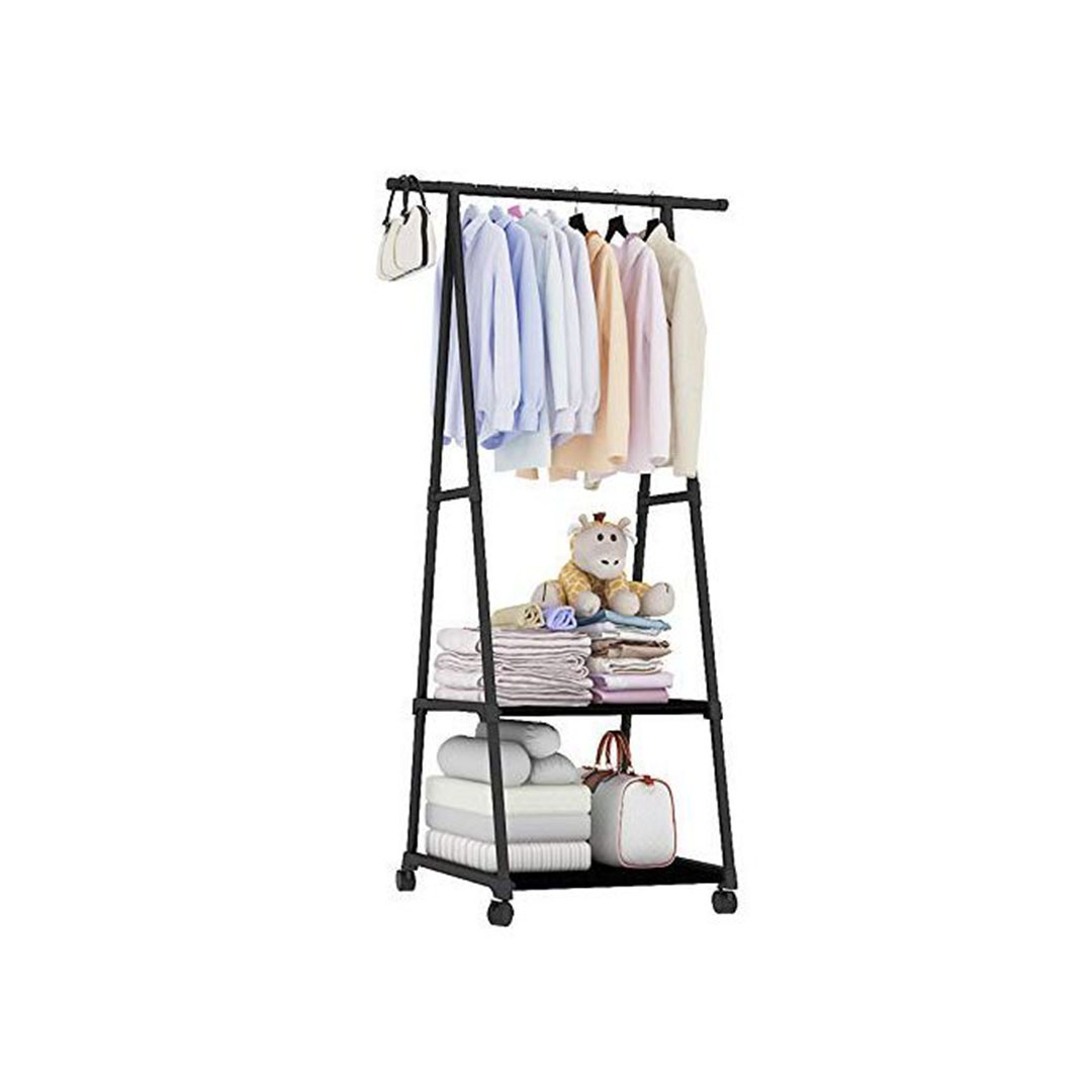 استاند ملابس 2 رف هرمي - أسود