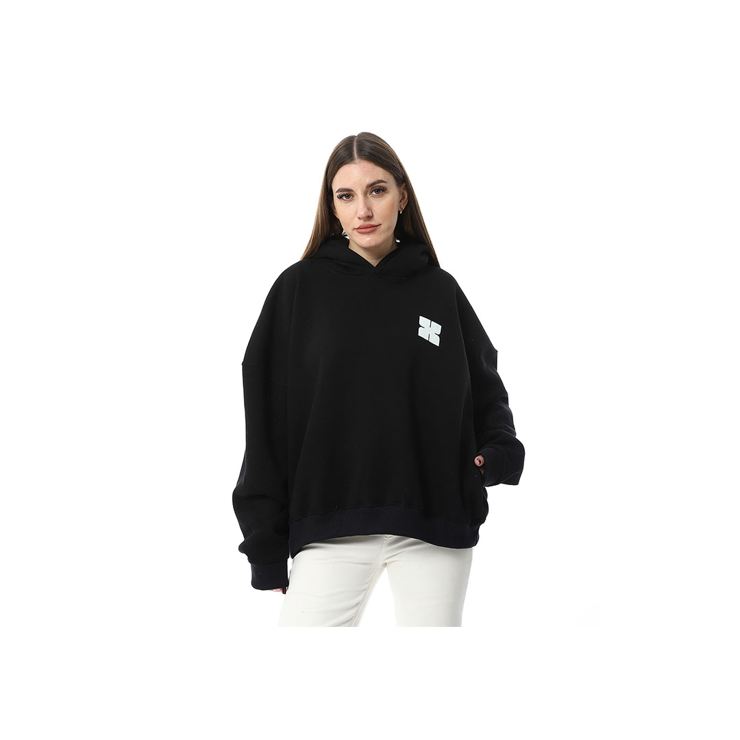 هودي بغطاء للرأس حريمي - أسود - b16