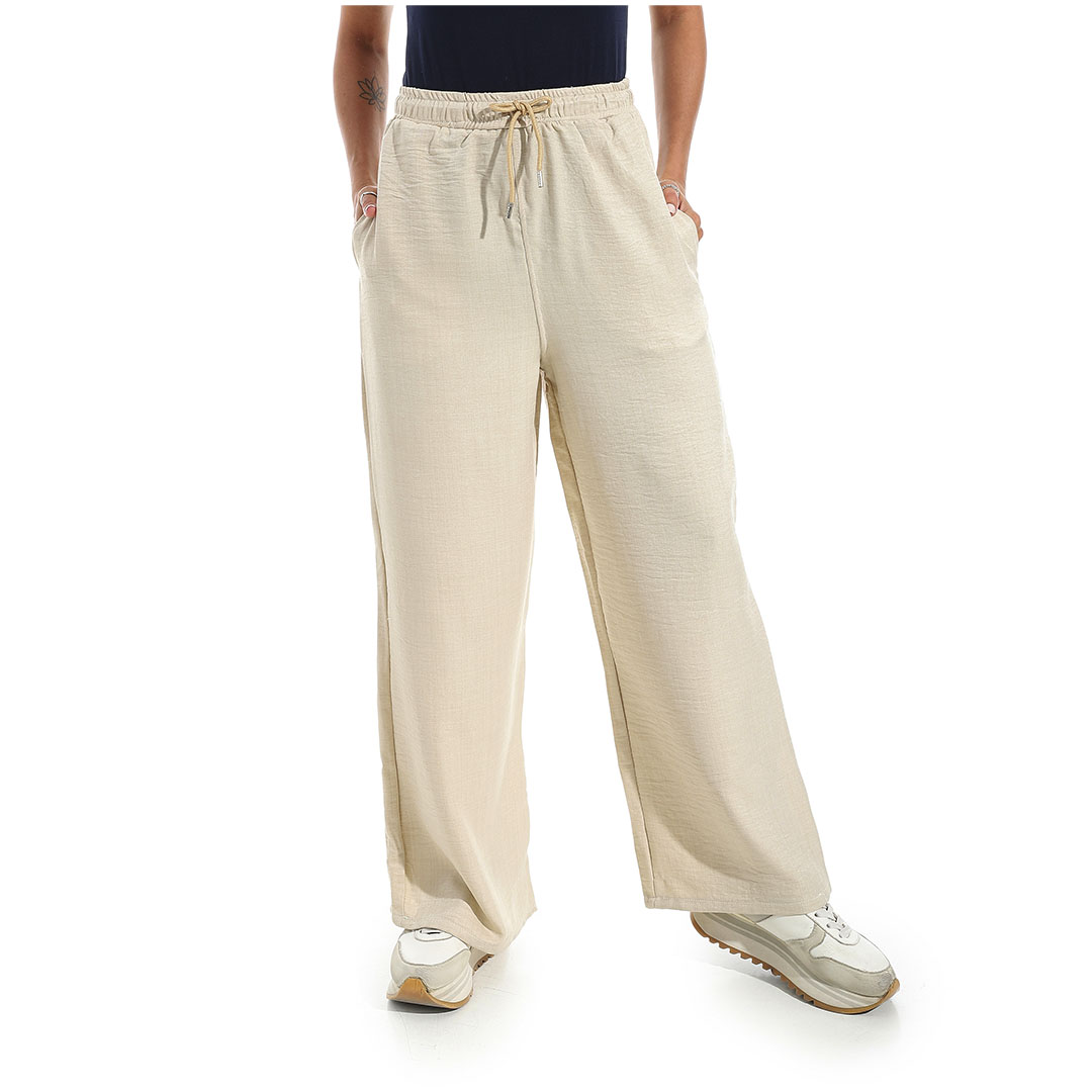 بنطلون كتان واسع الساق حريمي b25