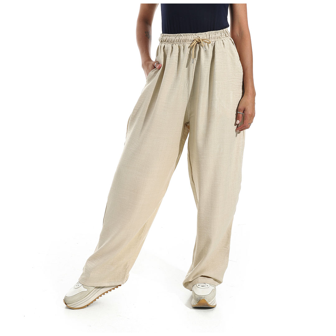 بنطلون كتان حريمي واسع الساق b26