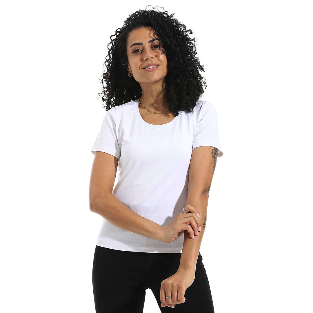 تيشيرت ليكرا نصف كم رقبة واسعة b32