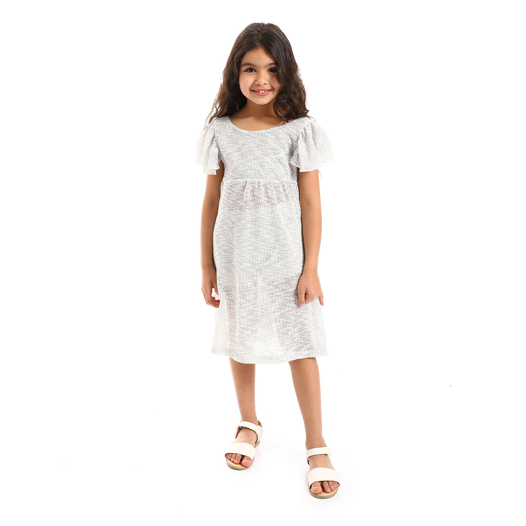 فستان بناتي مزين بتطريز من الدانتيل من الخلف - g128