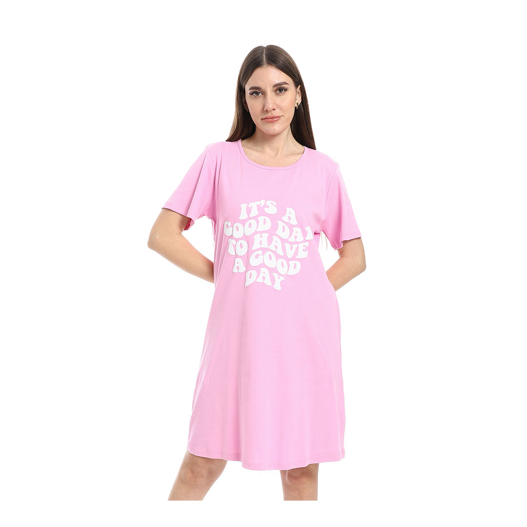 قميص نوم بأكمام قصيرة - بينك h09