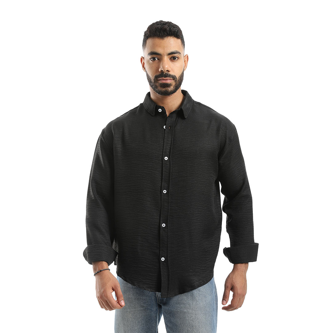 قميص رجالي بأكمام طويلة وياقة مطوية - m4411