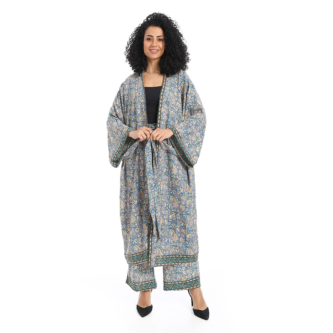 سوت كيمونو مطبوعة شكل زهور حريمي s2183