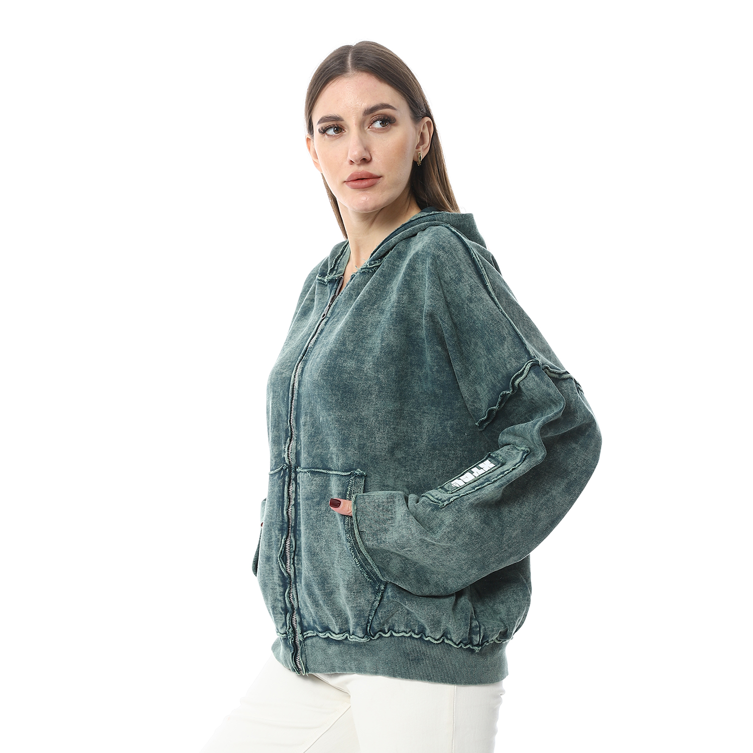 سويت شيرت بسوستة حريمي - زيتي - B14