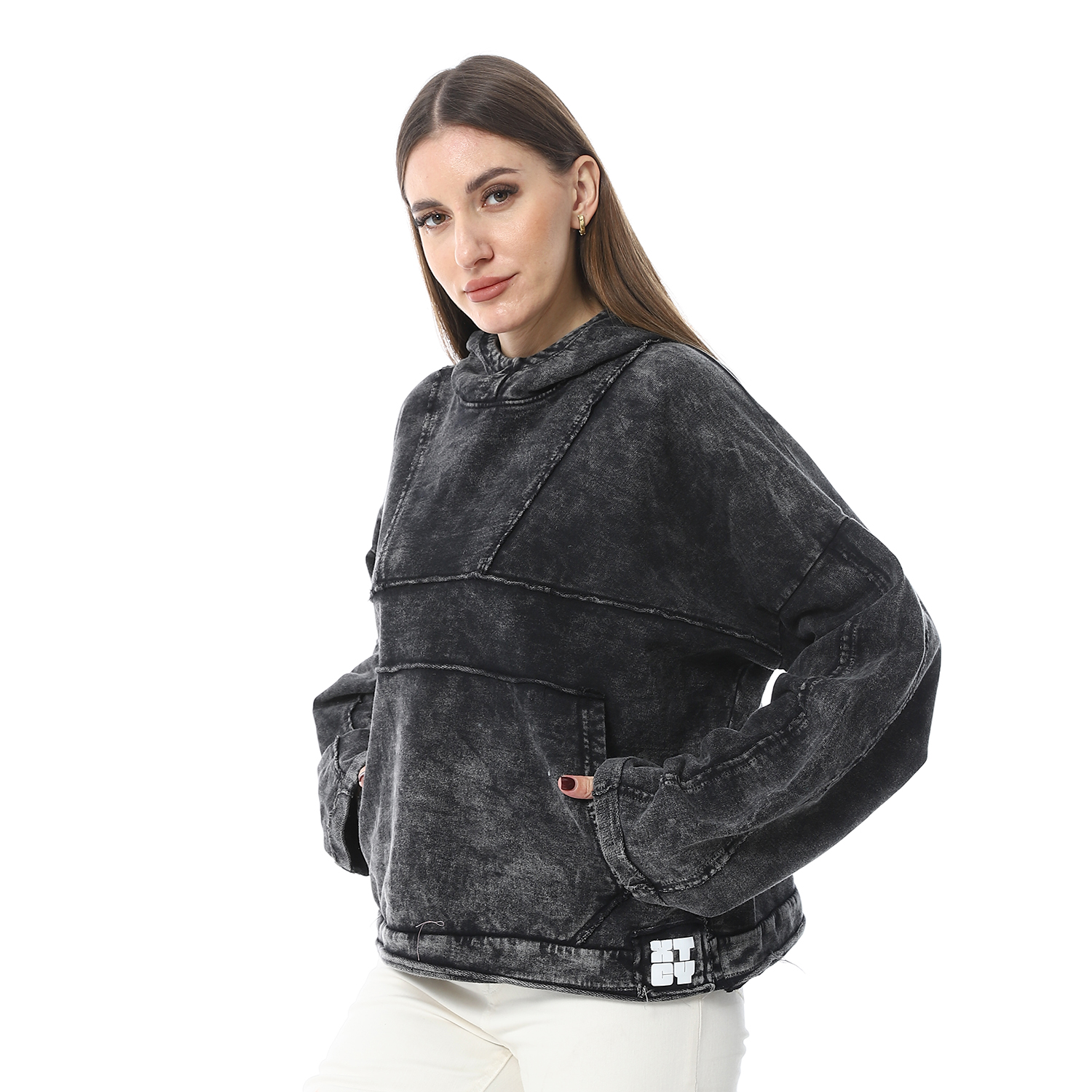 سويت شيرت XTCY بغطاء للرأس حريمي - B15