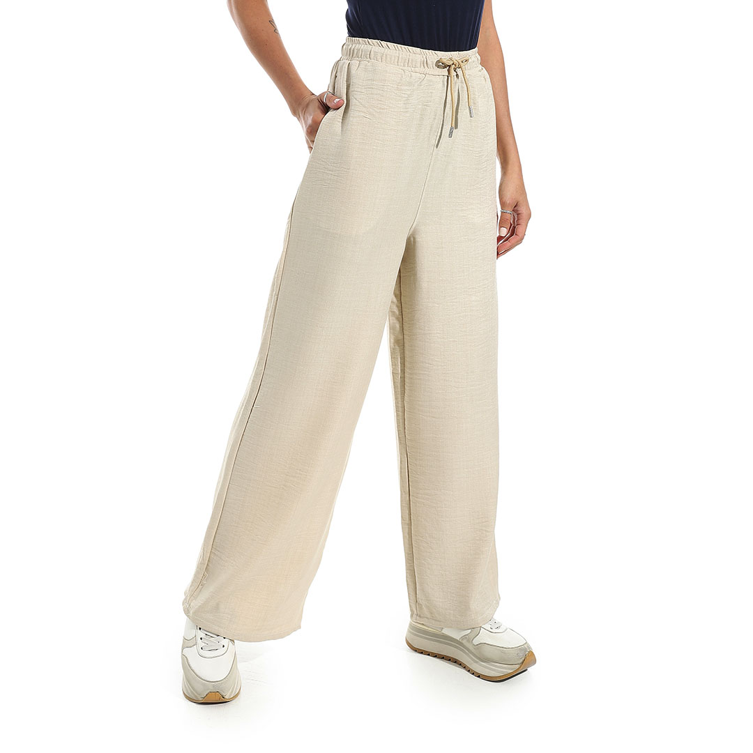 بنطلون كتان واسع الساق حريمي b25