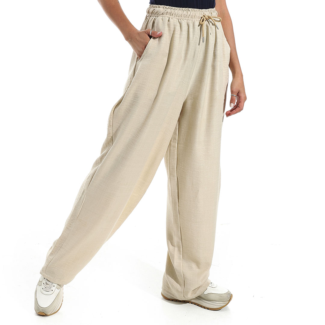 بنطلون كتان حريمي واسع الساق b26