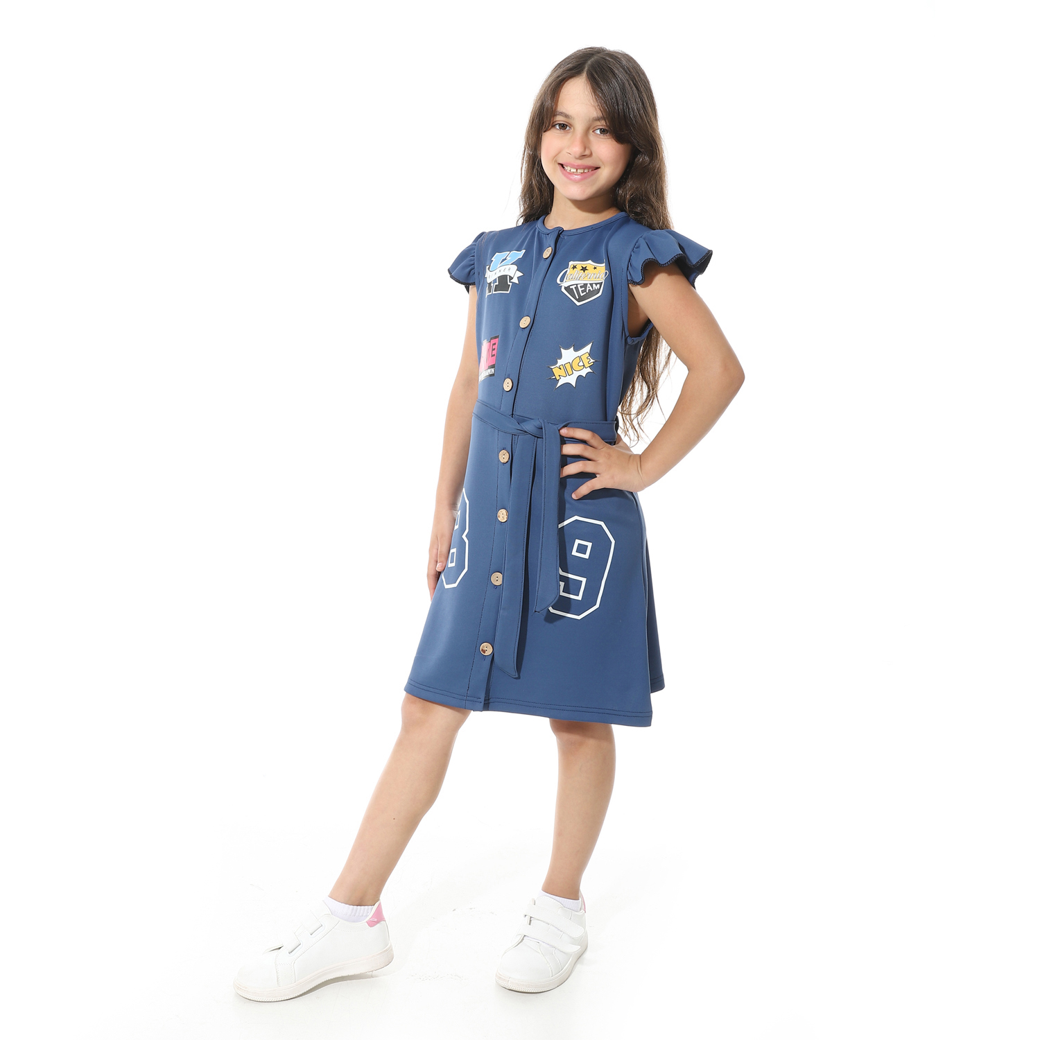 فستان مطبوع من الأمام g04