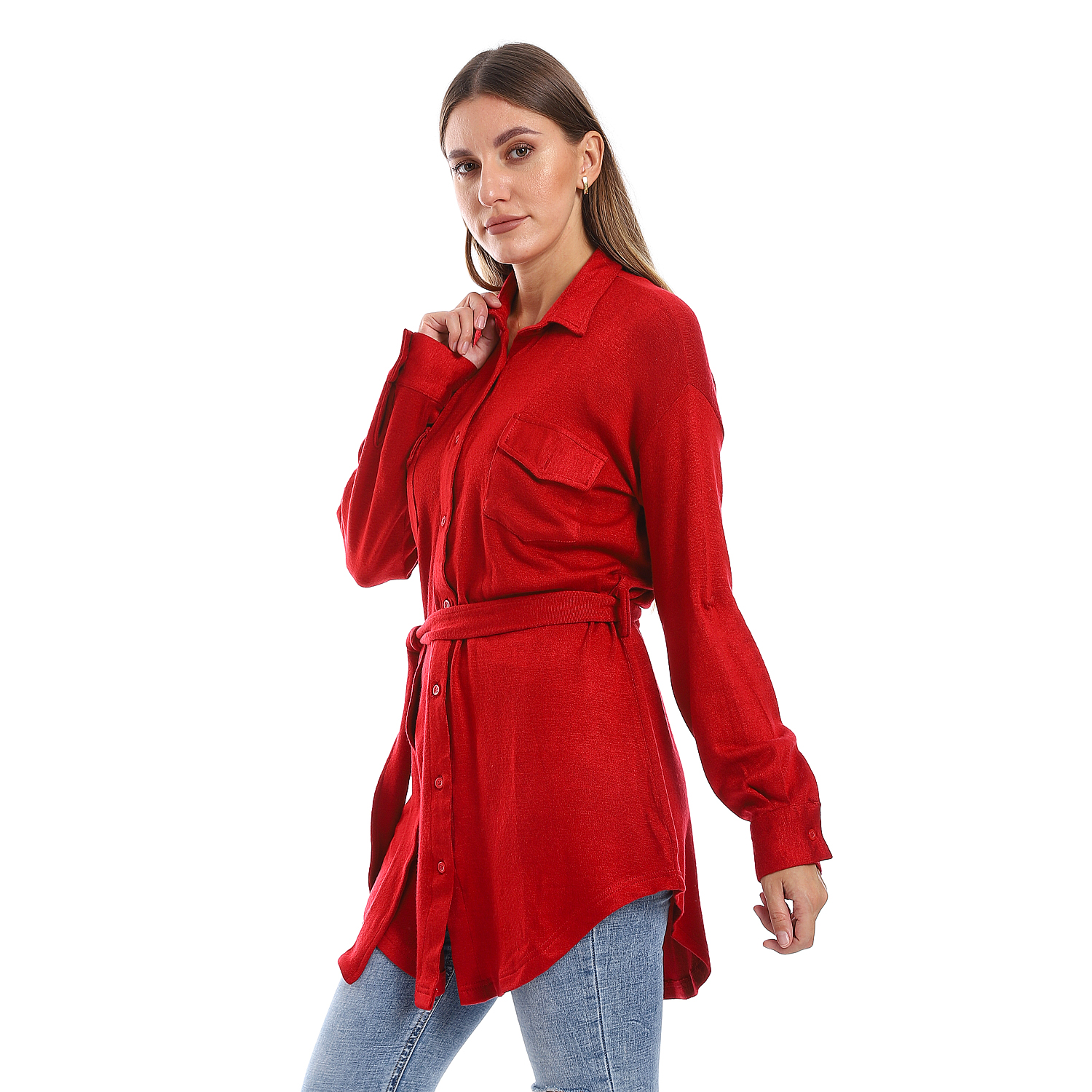 قميص بأكمام طويلة وأزرار حريمي - s2178