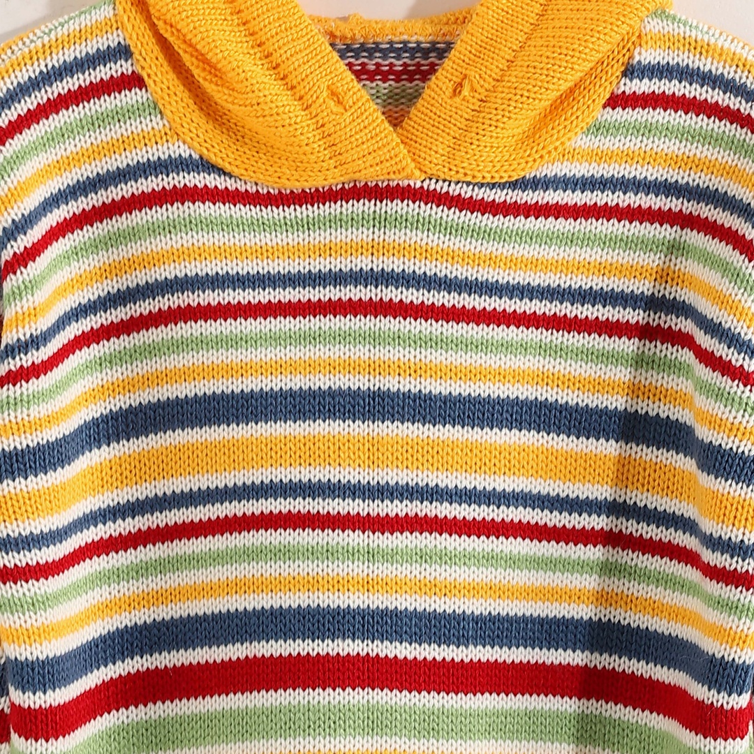 بلوفر أولادي شتوي مخطط مع كابشو - 1456