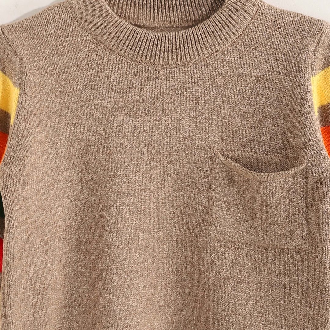 بلوفر شتوي أولادي بجيب وكم مقلم - 1462