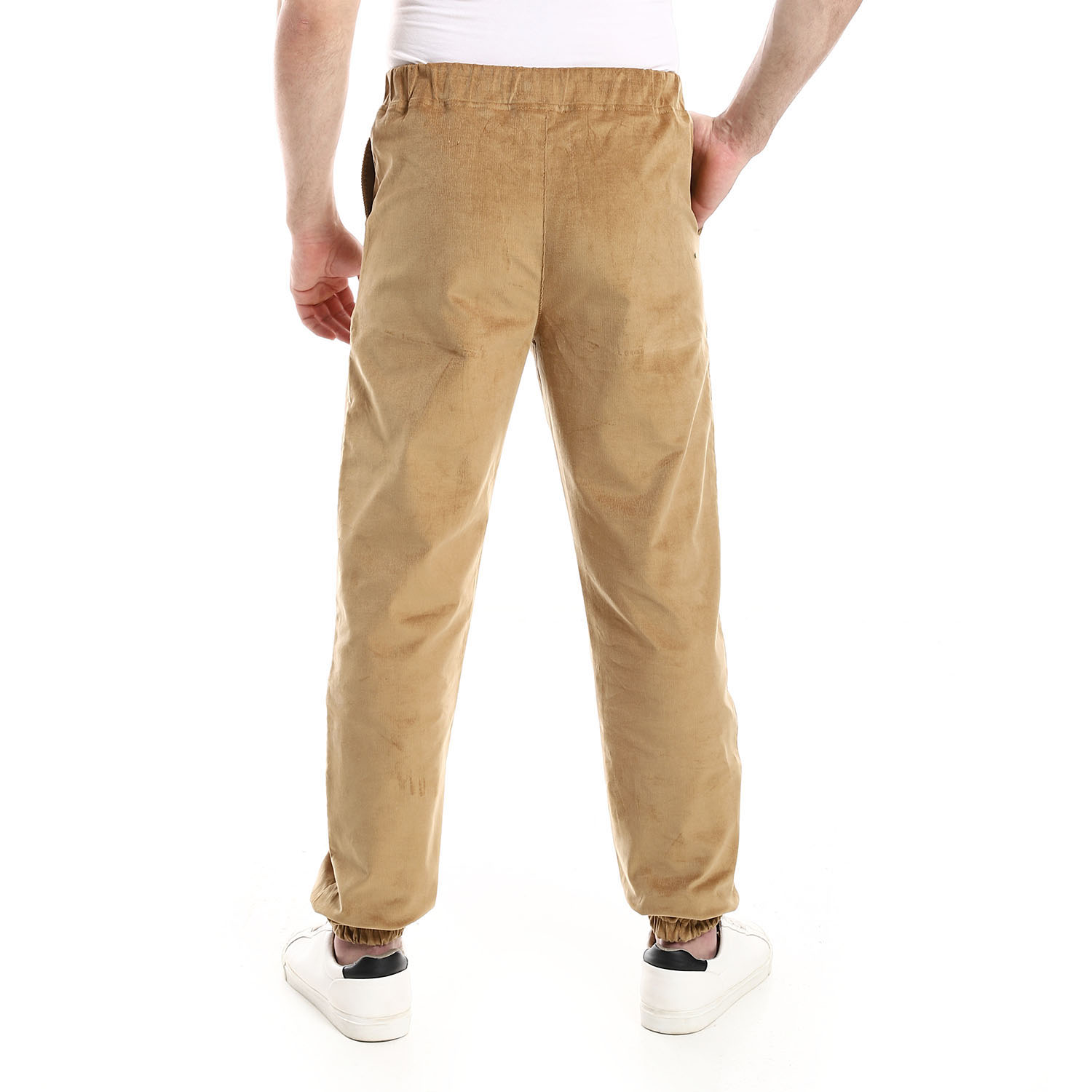 بنطلون مخملي كاجوال رجالي مع حافة مرنة - بيج - 2010