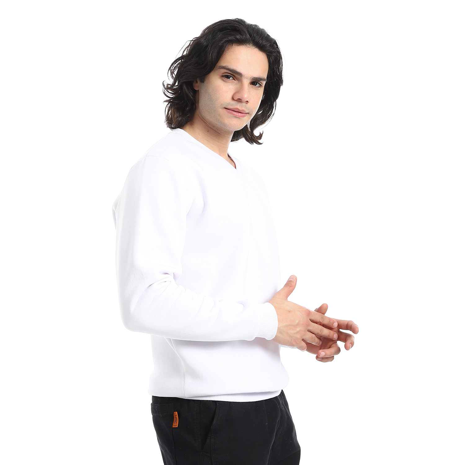 سويت شيرت رجالي كاجوال سادة - أبيض - a10