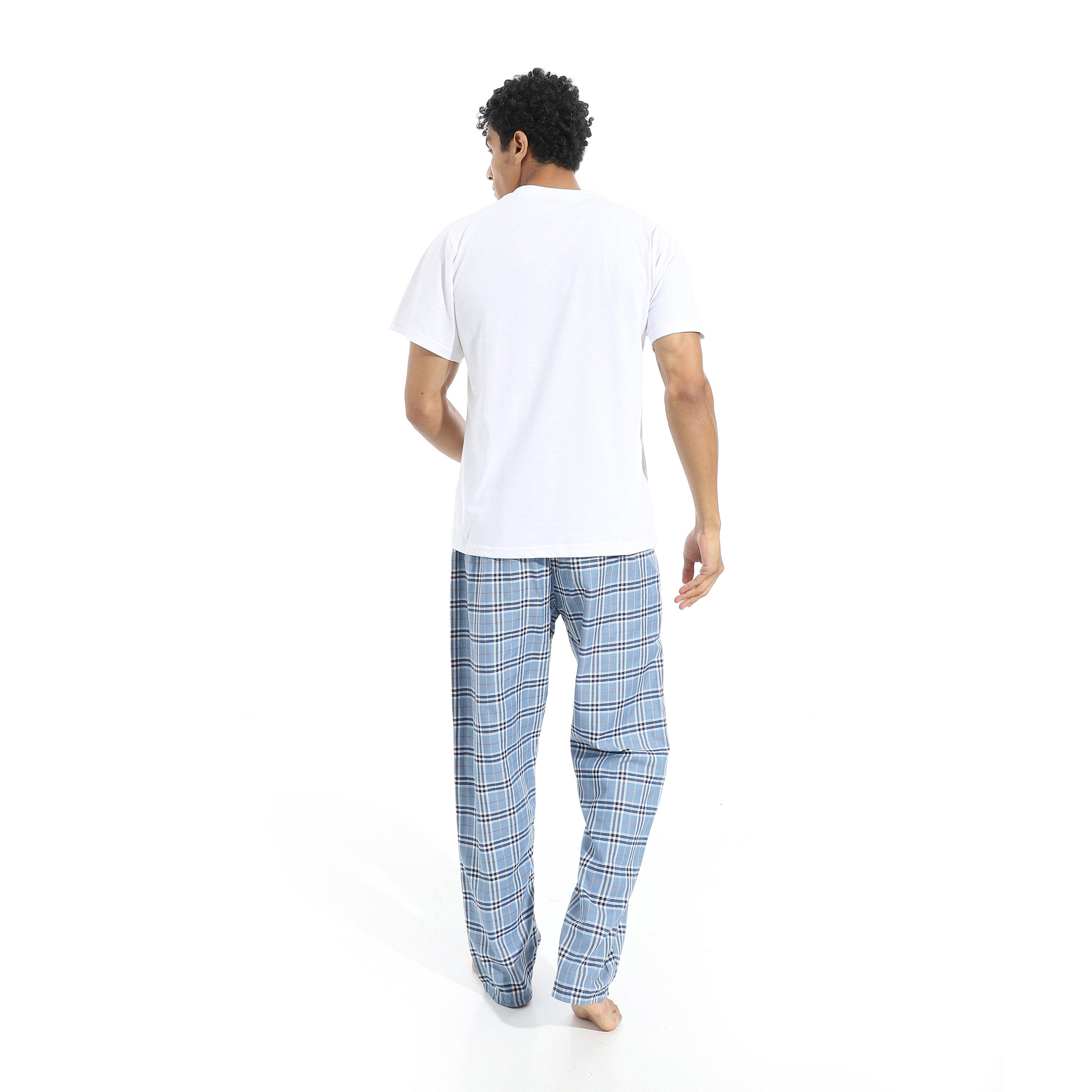 بيجامة تي شيرت مع بنطلون منقوش للرجال - a47