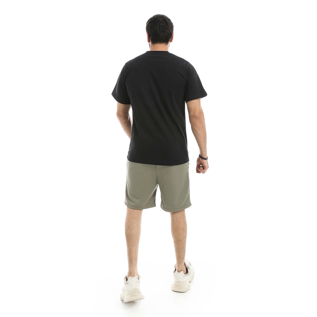 بيجامة دائرية على شكل حرف V مع شورت بسكويت رجالي a59