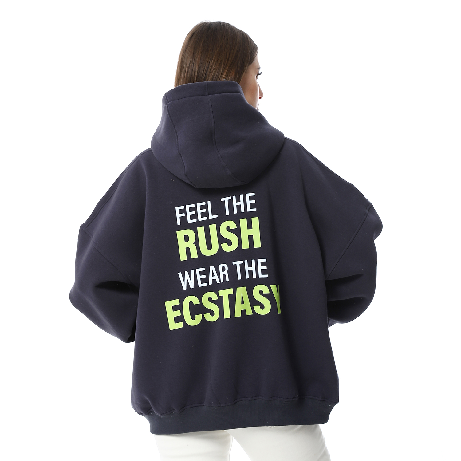 سويت شيرت أوفر سايز حريمي - كحلي - B20