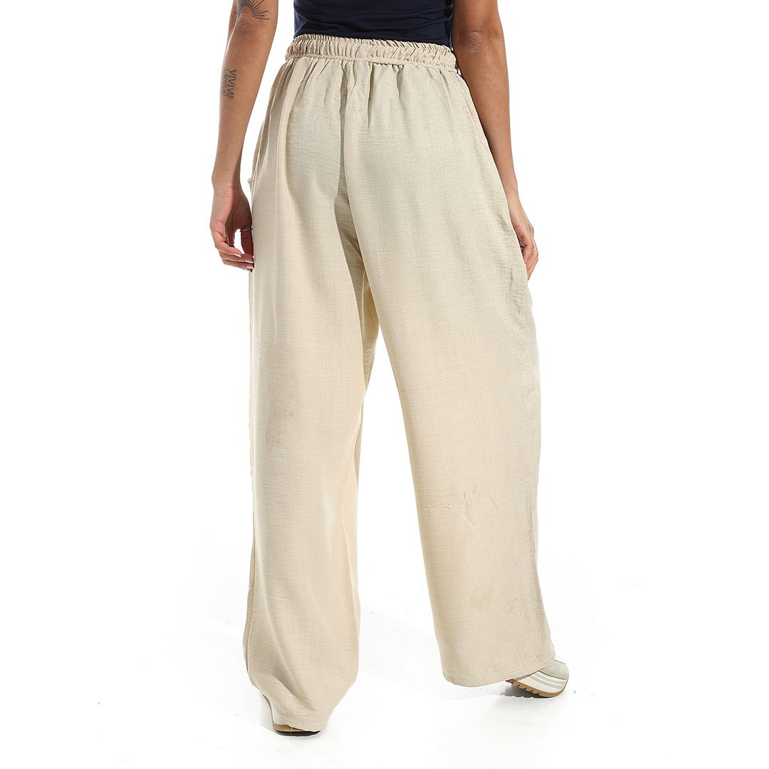 بنطلون كتان حريمي واسع الساق b26