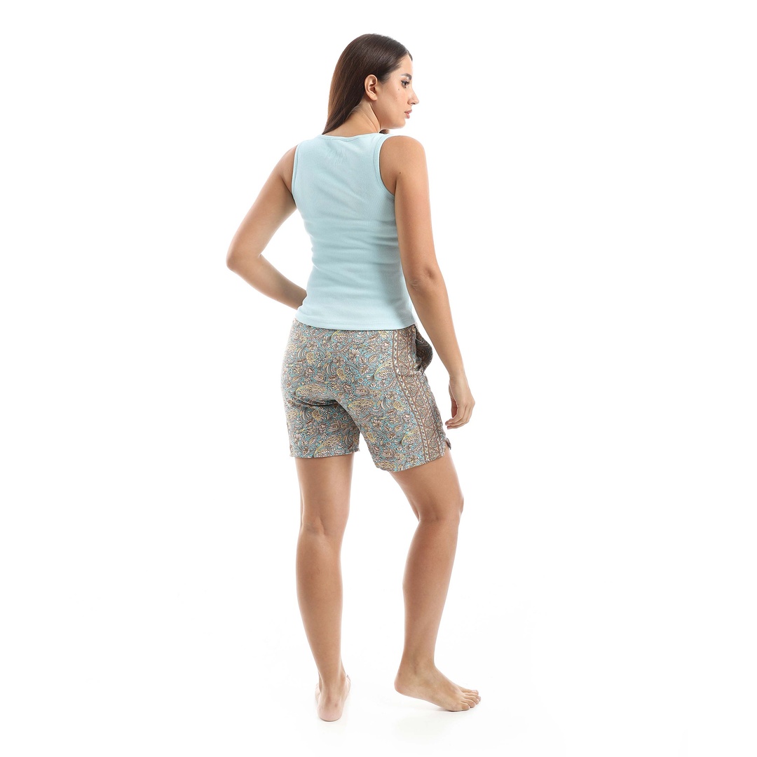 بيجامة تيشيرت ديربي و شورت حريمي b37