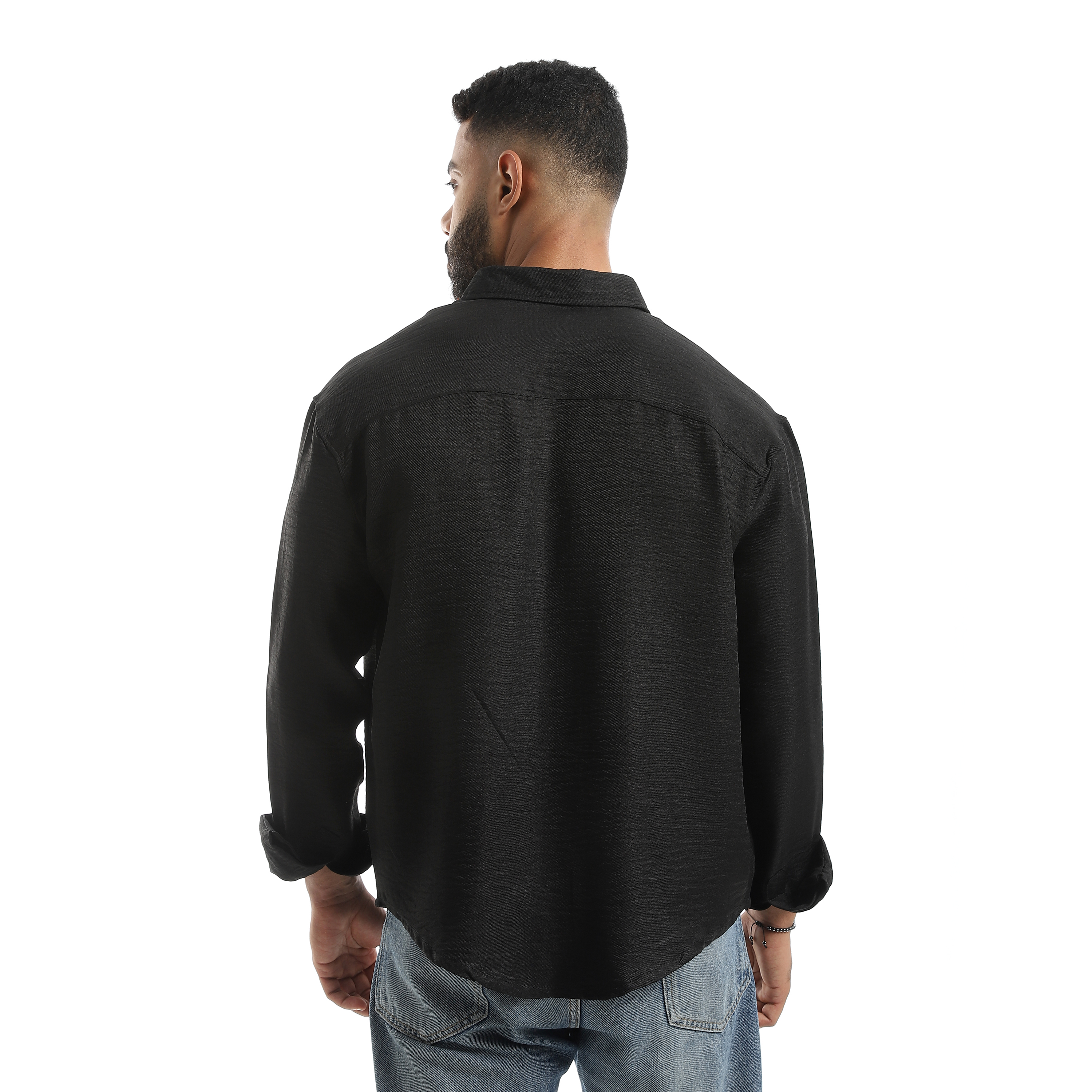 قميص رجالي بأكمام طويلة وياقة مطوية - m4411