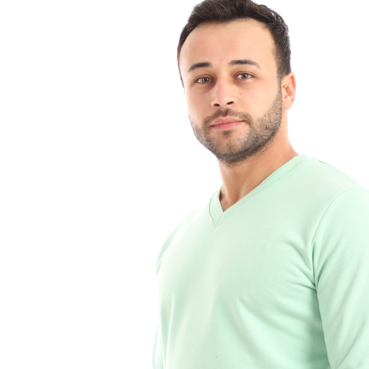 سويت شيرت خفيف برقبة على شكل حرف V - R1