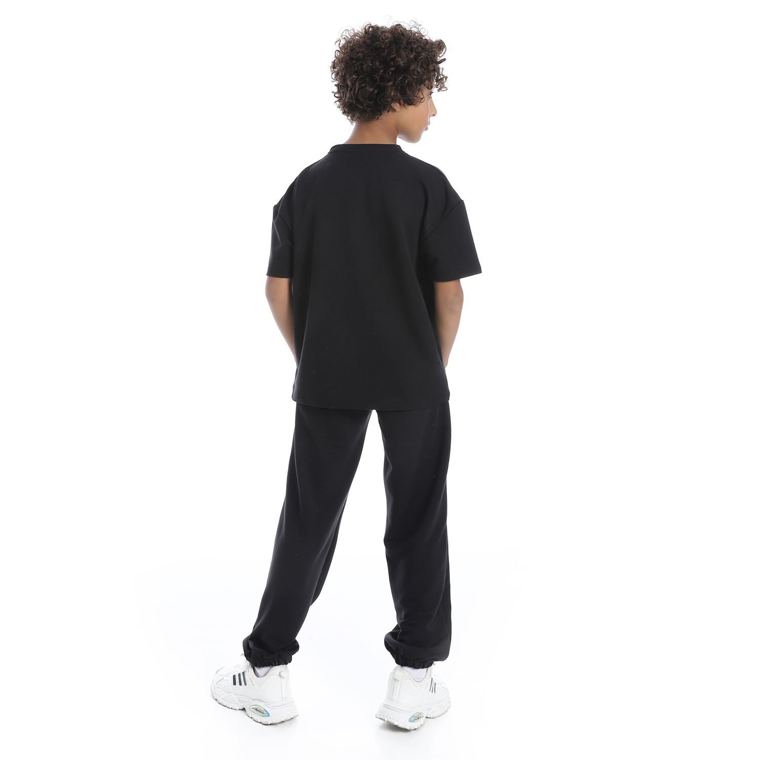 طقم بيجامة مطبوع مع بنطلون للأطفال - أسود - 1426