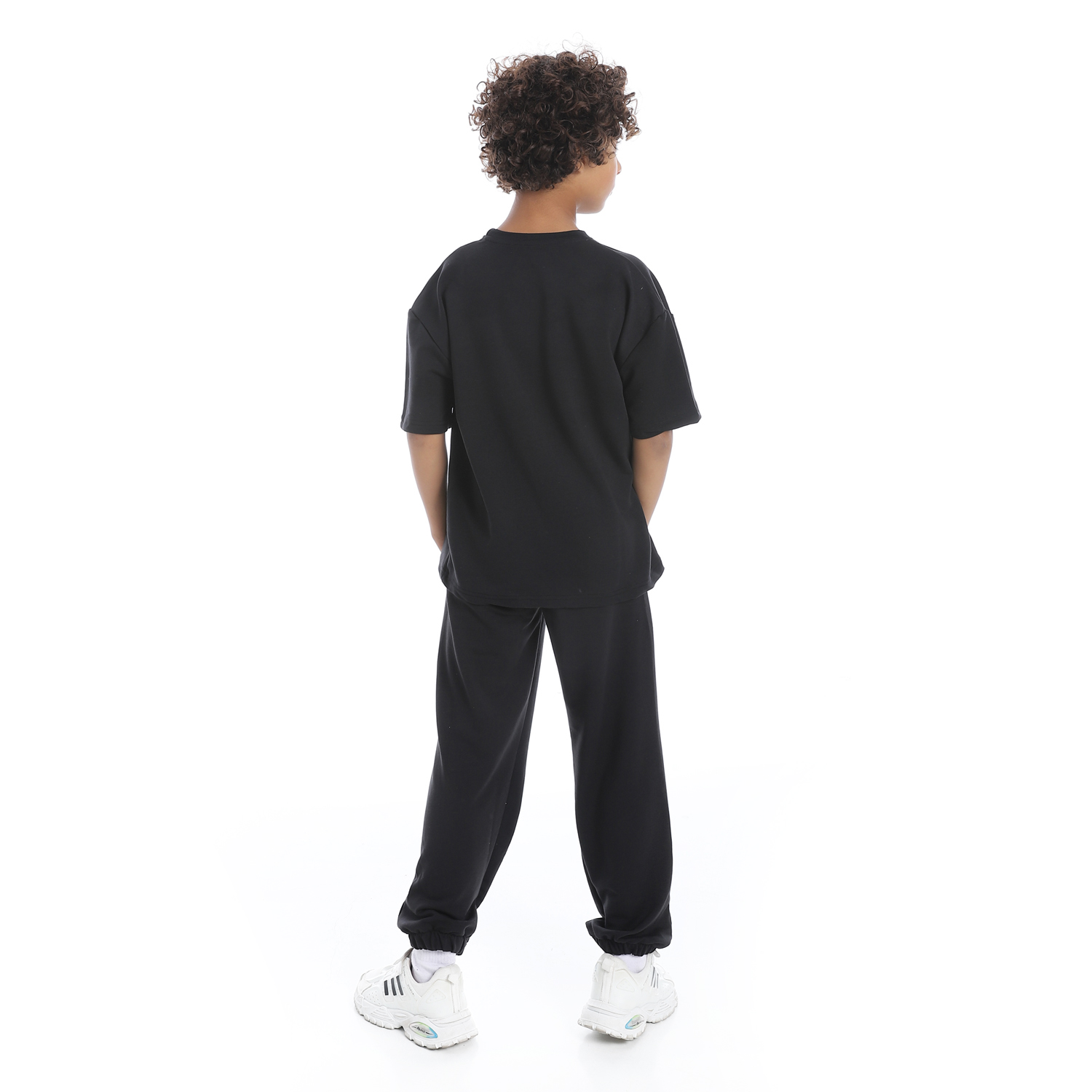 طقم بيجامة مطبوع مع بنطلون للأطفال - أسود - 1427