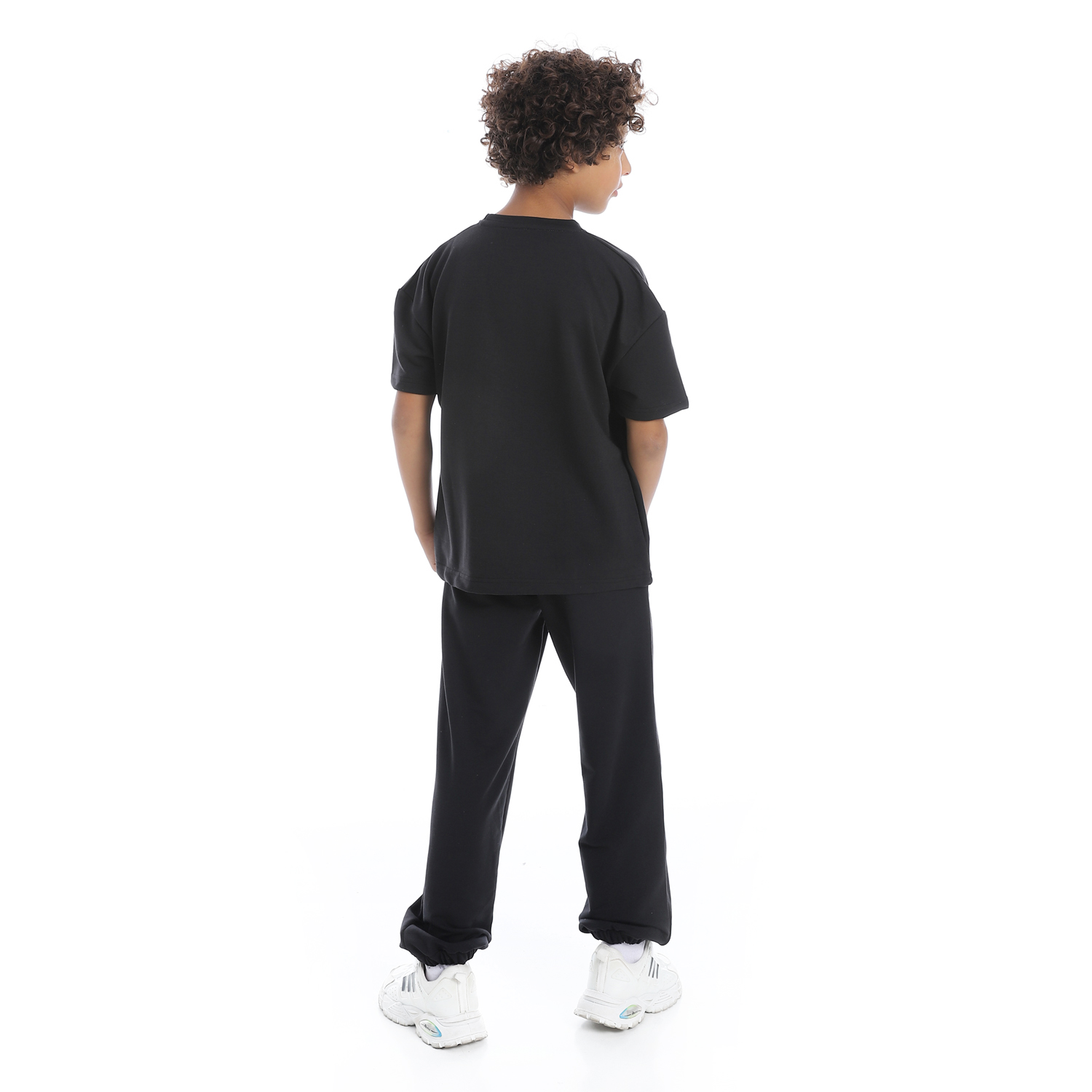 طقم بيجامة مطبوع مع بنطلون للأطفال - أسود - 1430