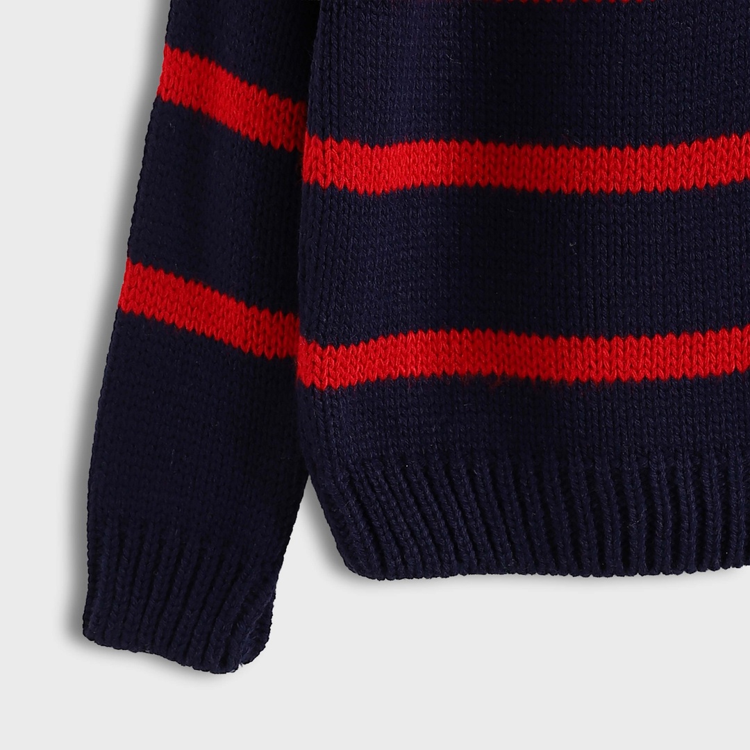 بلوفر شتوي أولادي مقلم برقبة مستديرة - 1461