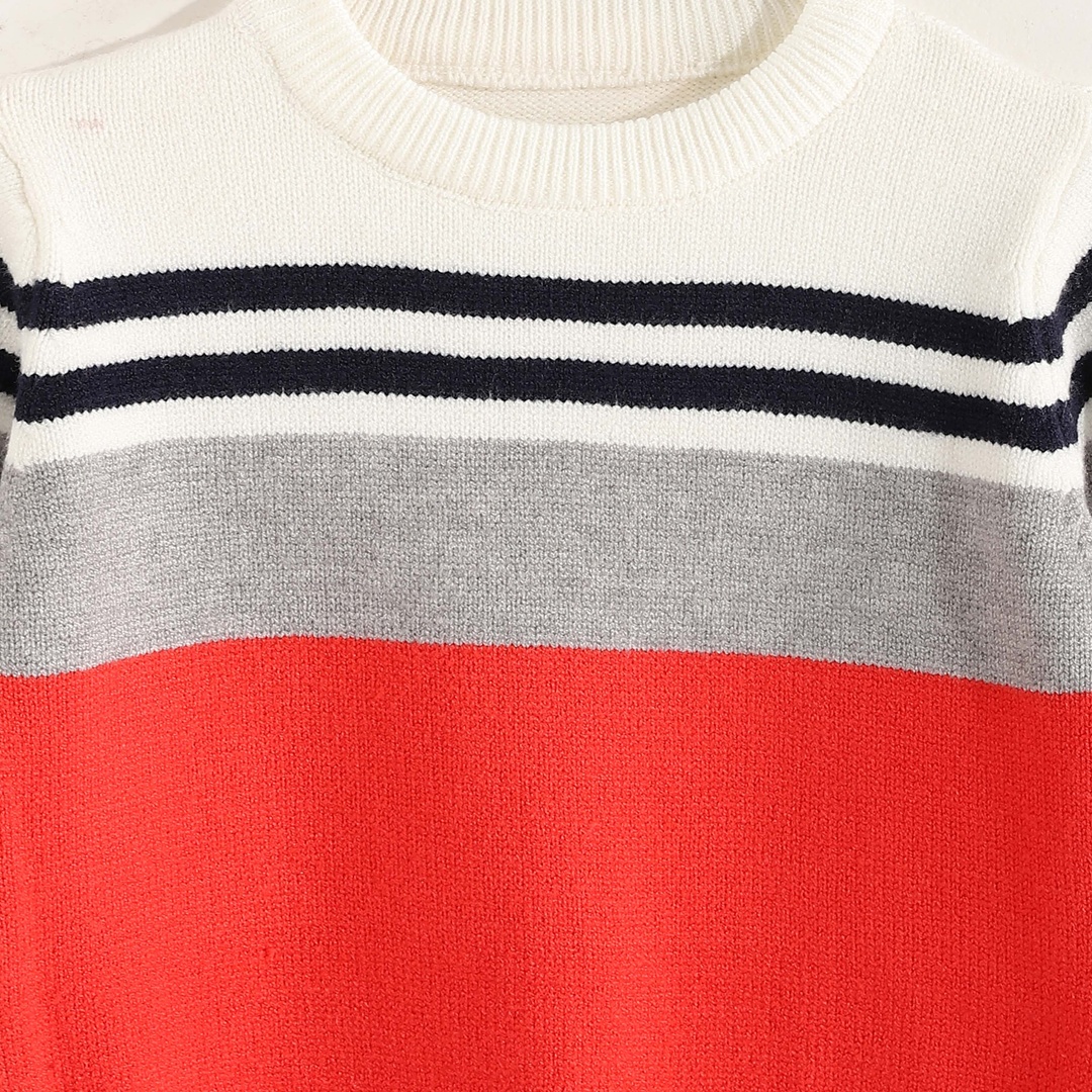 بلوفر شتوي أولادي مقلم برقبة مستديرة - 1464