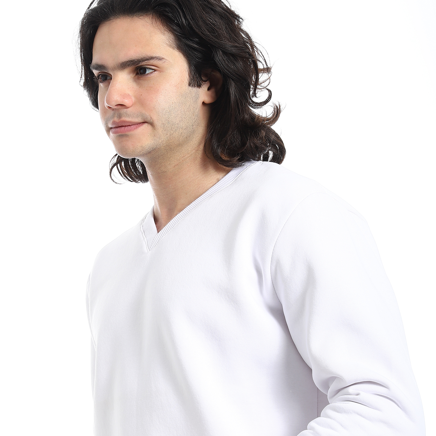 سويت شيرت رجالي كاجوال سادة - أبيض - a10