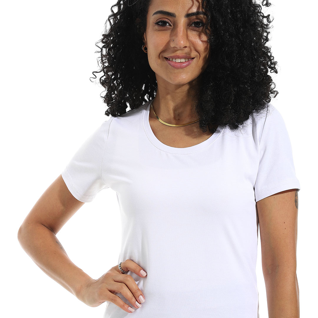 تيشيرت ليكرا نصف كم رقبة واسعة b32