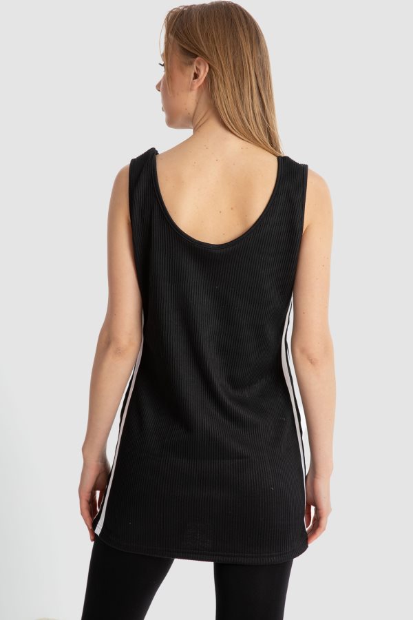 فستان قصير بدون أكمام بفتحة رقبة دائرية حريمي - أسود - dw04