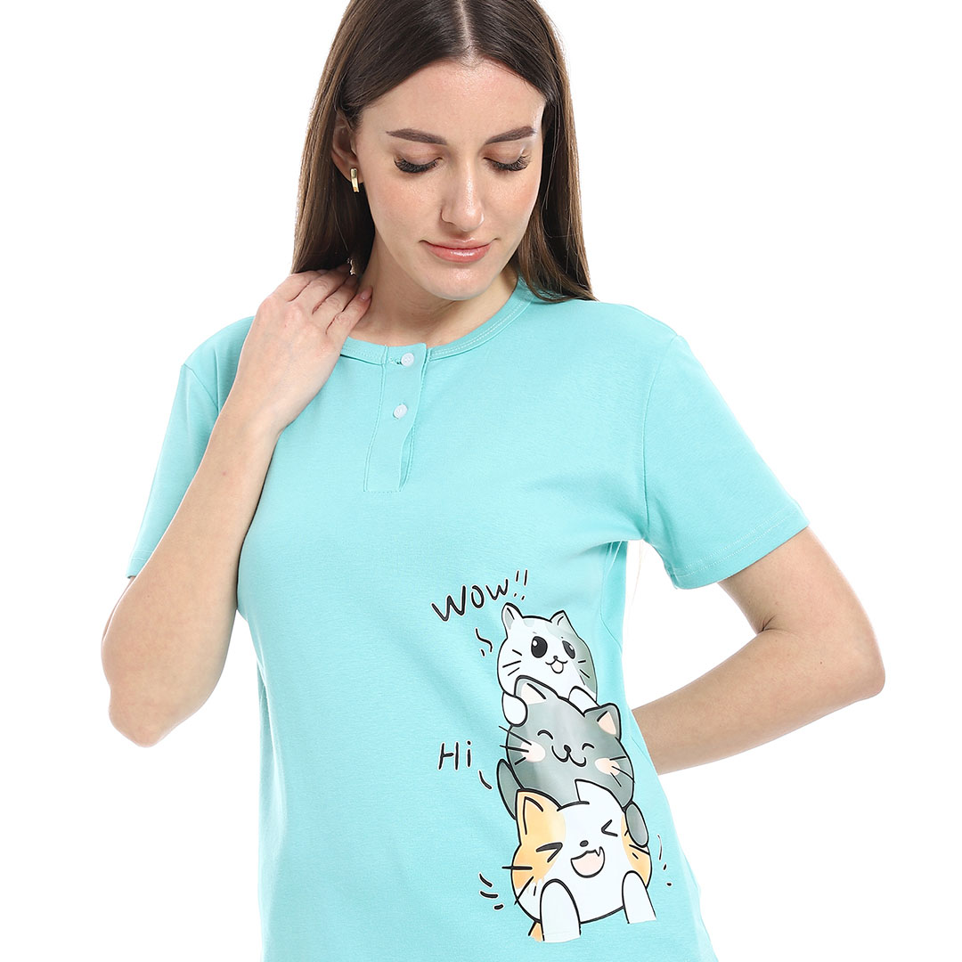 بيجامة بطبعة باندا وأزرار حريمي h01