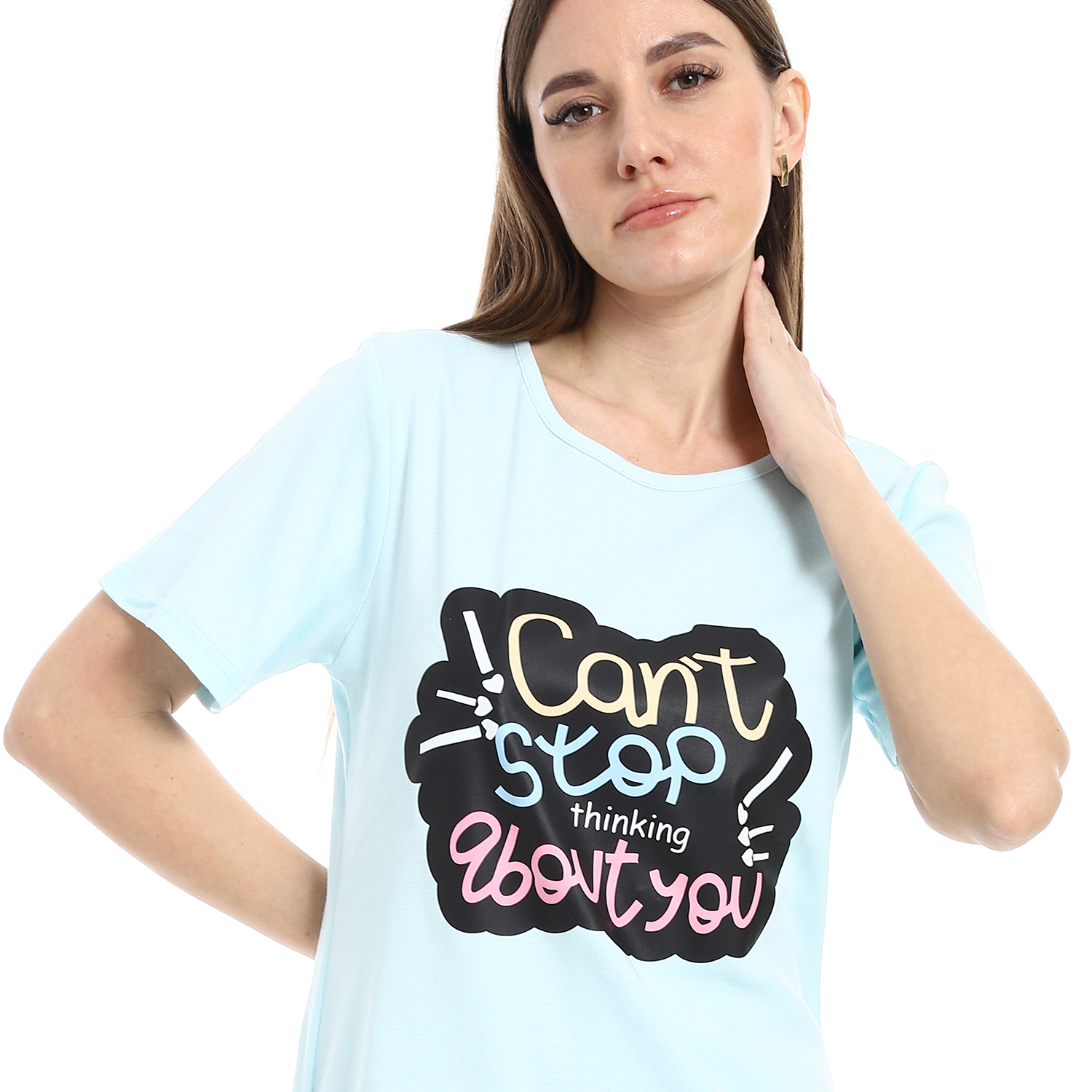 قميص نوم بأكمام قصيرة حريمي - h04