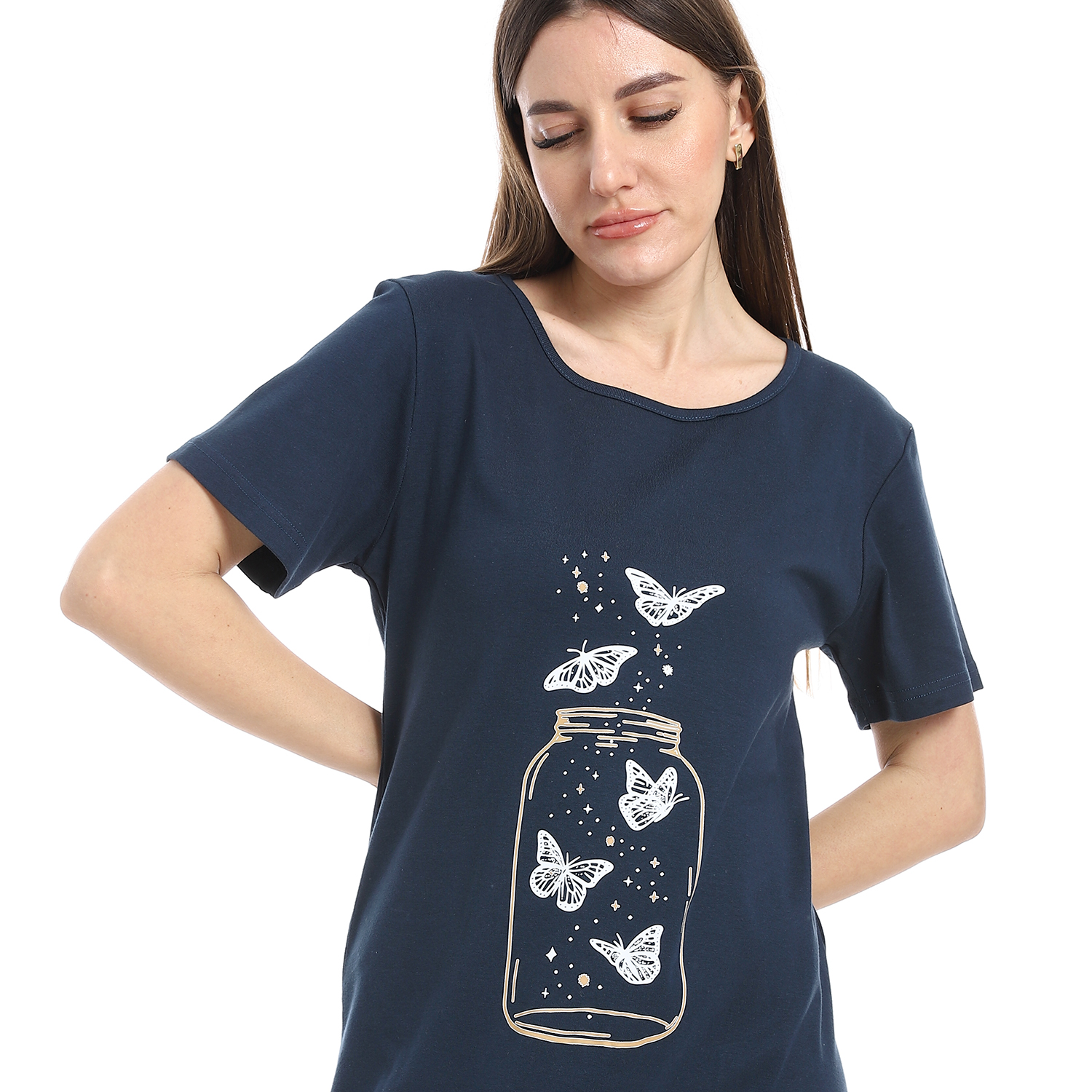 قميص نوم طويل بأكمام قصيرة h05