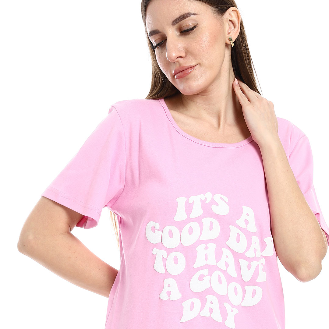 قميص نوم بأكمام قصيرة - بينك h09