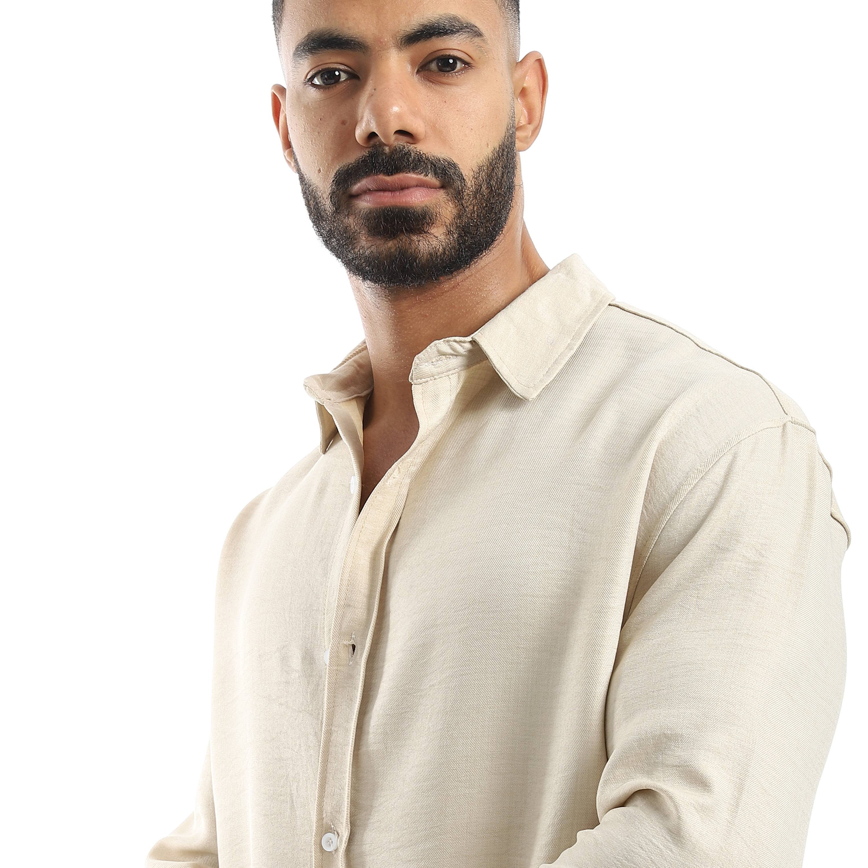 قميص رجالي بأكمام طويلة وياقة مطوية - m4411