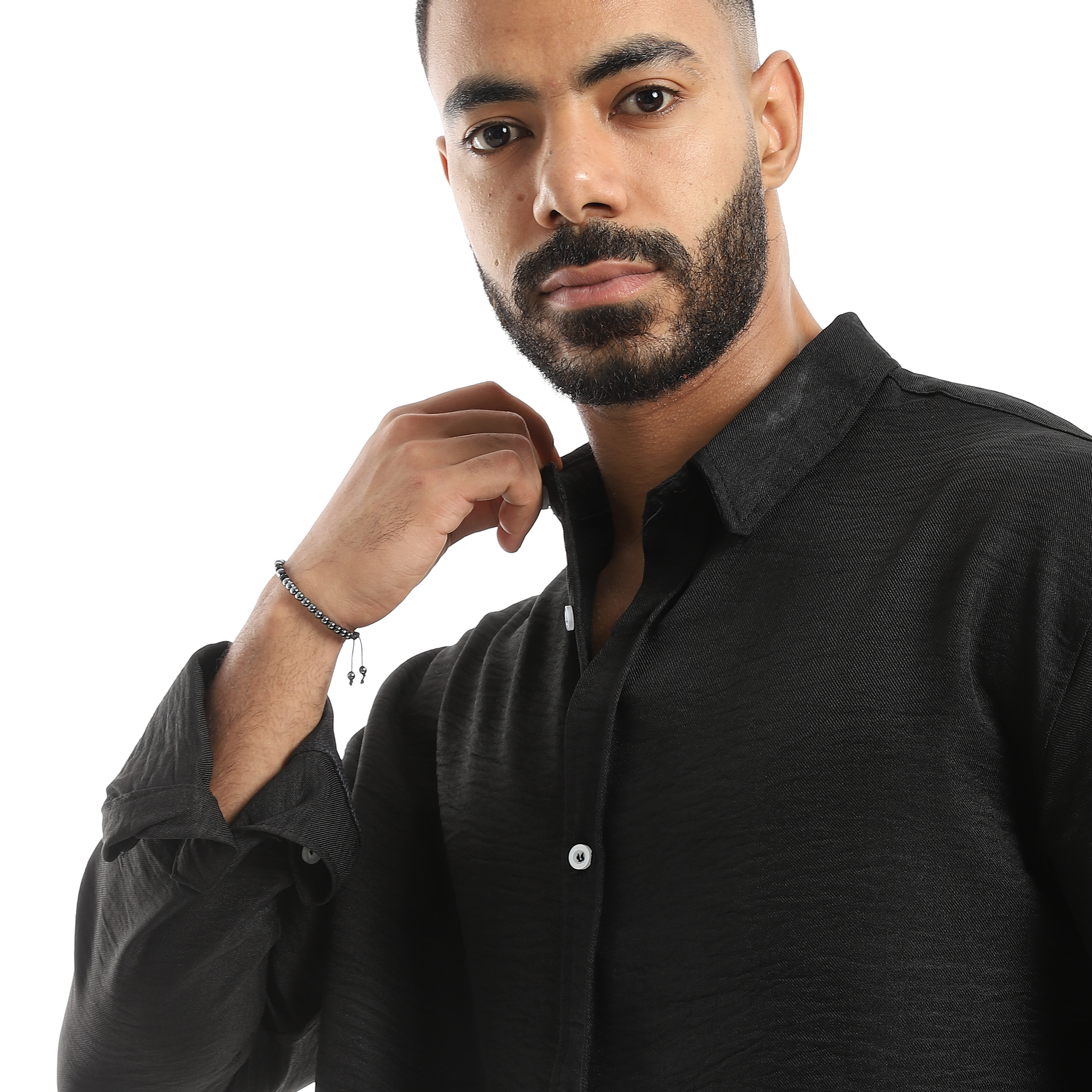 قميص رجالي بأكمام طويلة وياقة مطوية - m4411