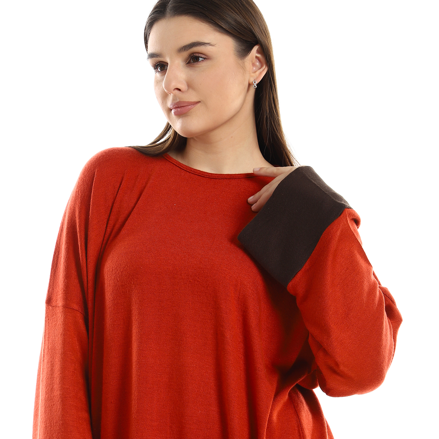 طقم من بلوزة قطنية برقبة دائرية وجيبة سادة - هافان - s2146