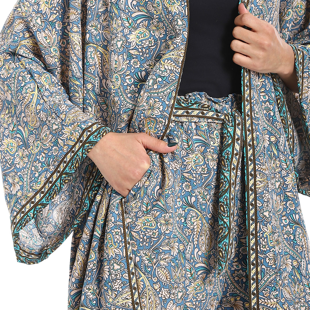 سوت كيمونو مطبوعة شكل زهور حريمي s2183