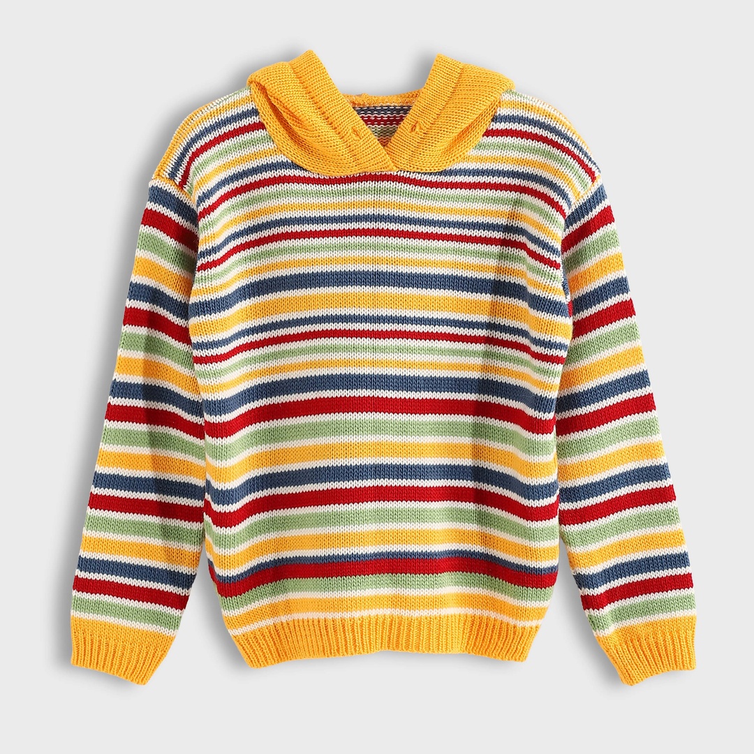 بلوفر أولادي شتوي مخطط مع كابشو - 1456