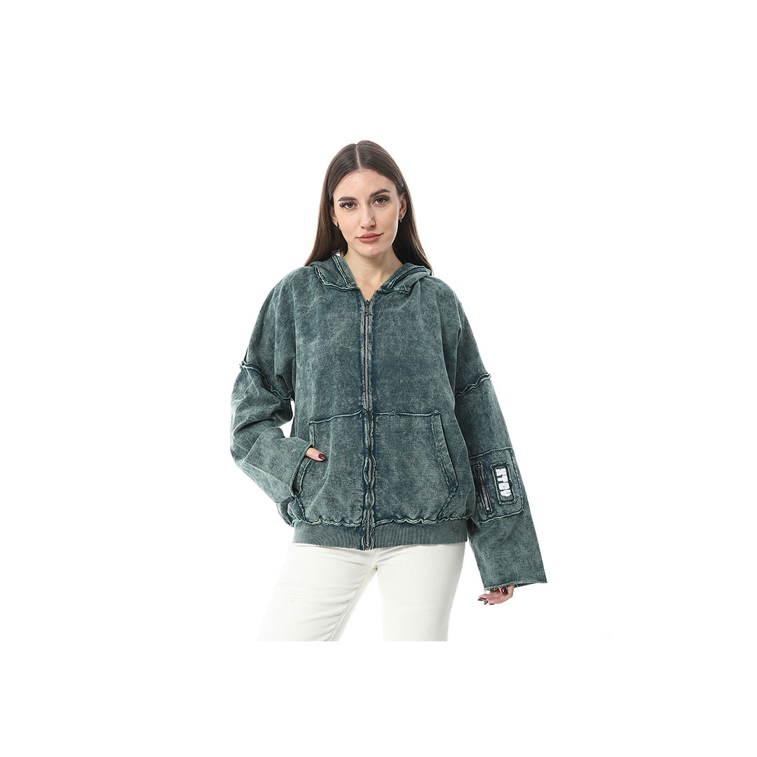 سويت شيرت بسوستة حريمي - زيتي - B14