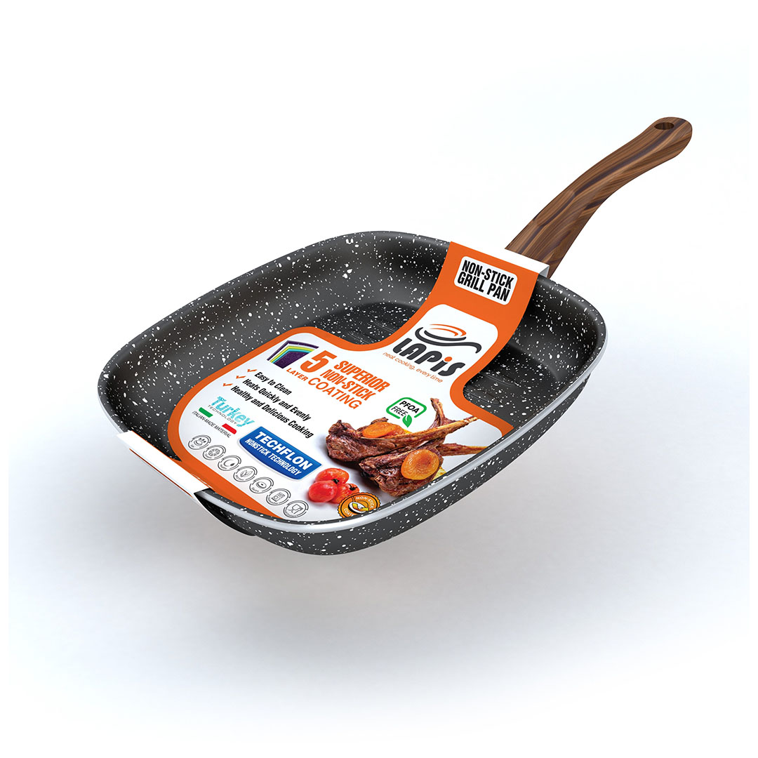 مقلاة شواء مربعة جرانيت من لابيس - 27 سم - أسود