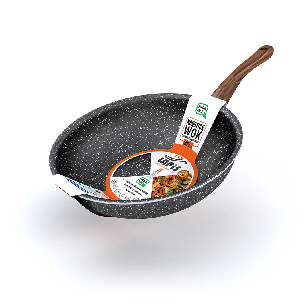 مقلاة عميقة من الجرانيت من لابيس - 28 سم - أسود